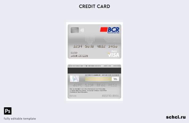 цифровая загрузка Коста Рика Шаблон дебетовой карты Visa банка Банка Коста Рики